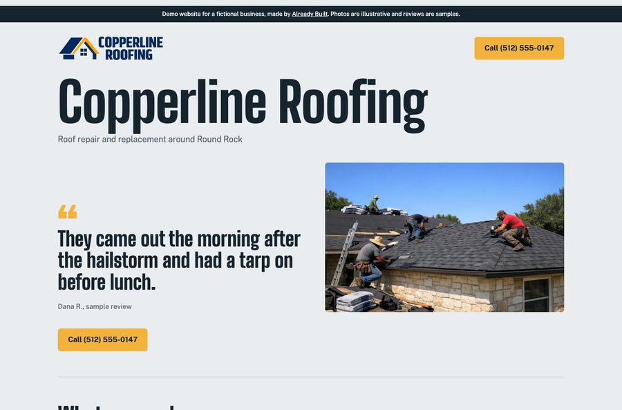 Example site for Copperline Roofing