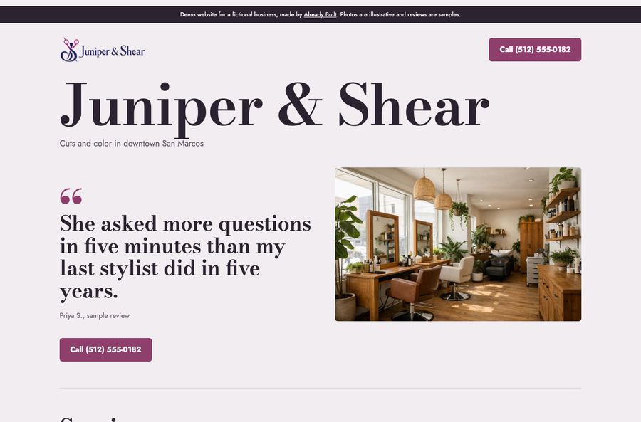 Example site for Juniper & Shear