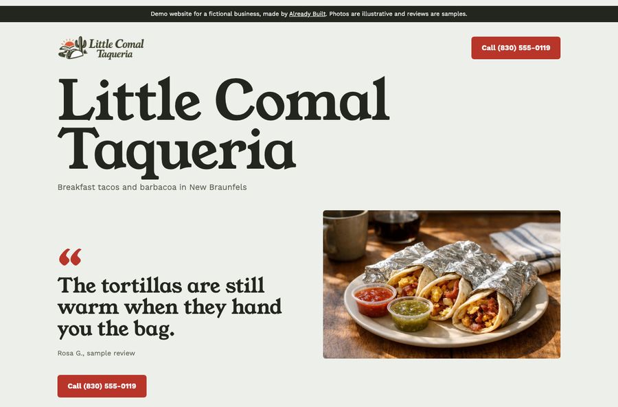 Example site for Little Comal Taqueria